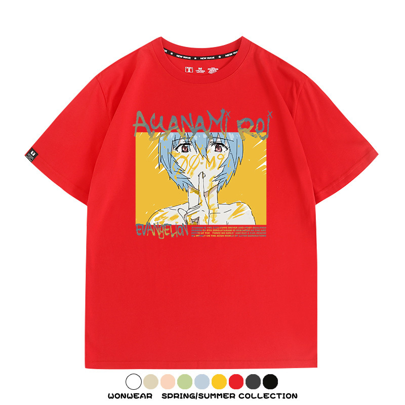 新世紀福音戰士EVA綾波麗明日香褚熏日系潮牌動漫青少年夏純棉T恤