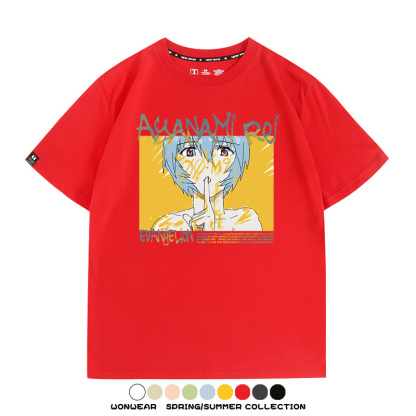 新世紀福音戰士EVA綾波麗明日香褚熏日系潮牌動漫青少年夏純棉T恤