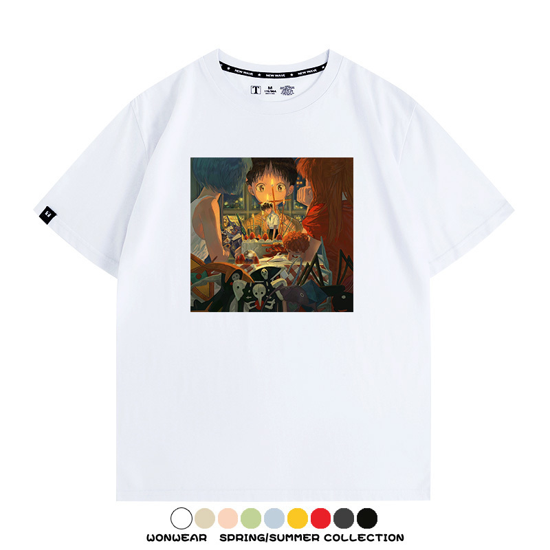 新世紀福音戰士EVA藝術插畫潮牌印花T恤夏季男潮純棉短袖寬鬆上衣