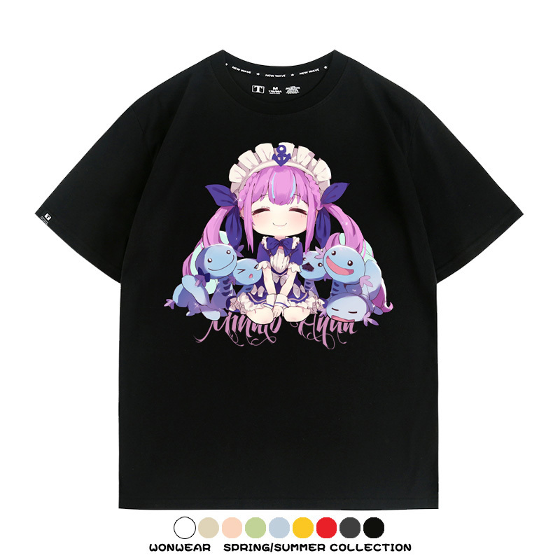 Hololive虛擬主播vtuber湊阿庫婭 親子情侶裝寬鬆短袖T