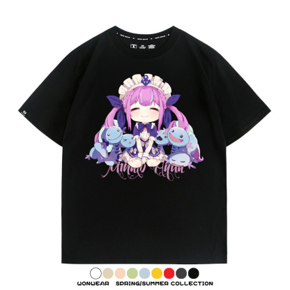 Hololive虛擬主播vtuber湊阿庫婭 親子情侶裝寬鬆短袖T