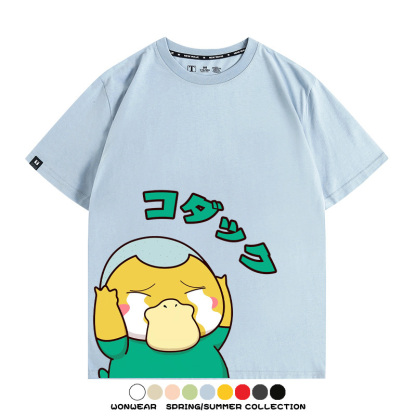 可達鴨cos蠟筆小新純棉t恤衫聯名卡通情侶裝周邊休閑短袖上衣服男