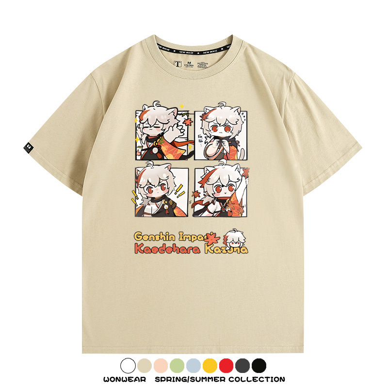 原神遊戲散兵可莉芙寧娜胡桃可愛Q版二次元周邊夏男純棉T恤衫短袖