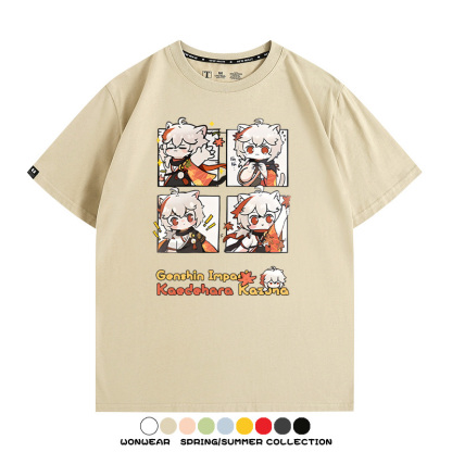 原神遊戲散兵可莉芙寧娜胡桃可愛Q版二次元周邊夏男純棉T恤衫短袖