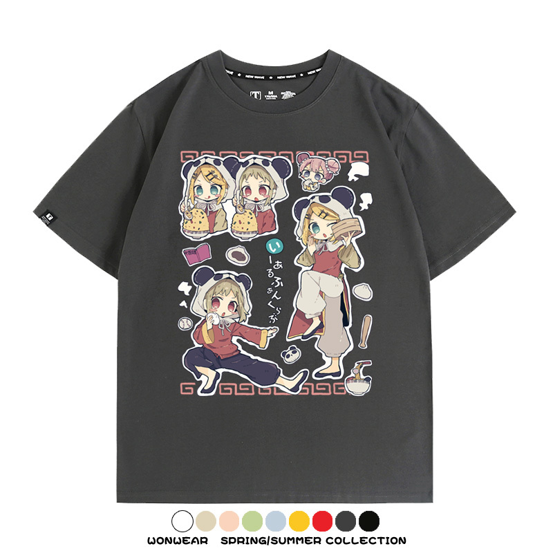 鏡音鈴初音未來Vocaloid家可愛熊貓二次元COS青少年周邊短袖夏季純棉