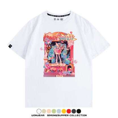 寶可夢歌姬美洛耶塔聯動MIKU初音未來周邊短袖T恤衫夏季純棉上衣寬鬆