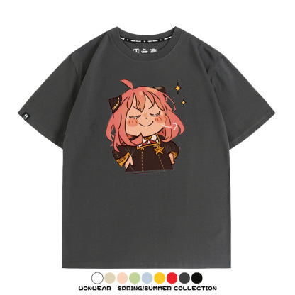 間諜家家酒動漫阿尼亞卡通可愛周邊情侶T恤衫夏季純棉短袖上衣潮