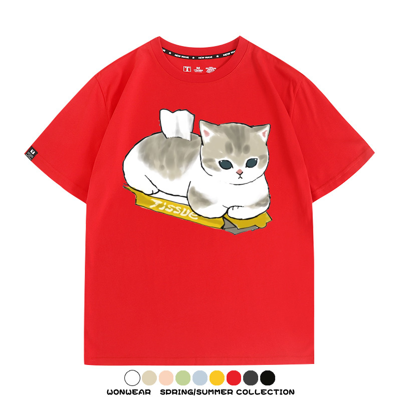 貓貓卡通Q版 親子情侶裝寬鬆短袖T