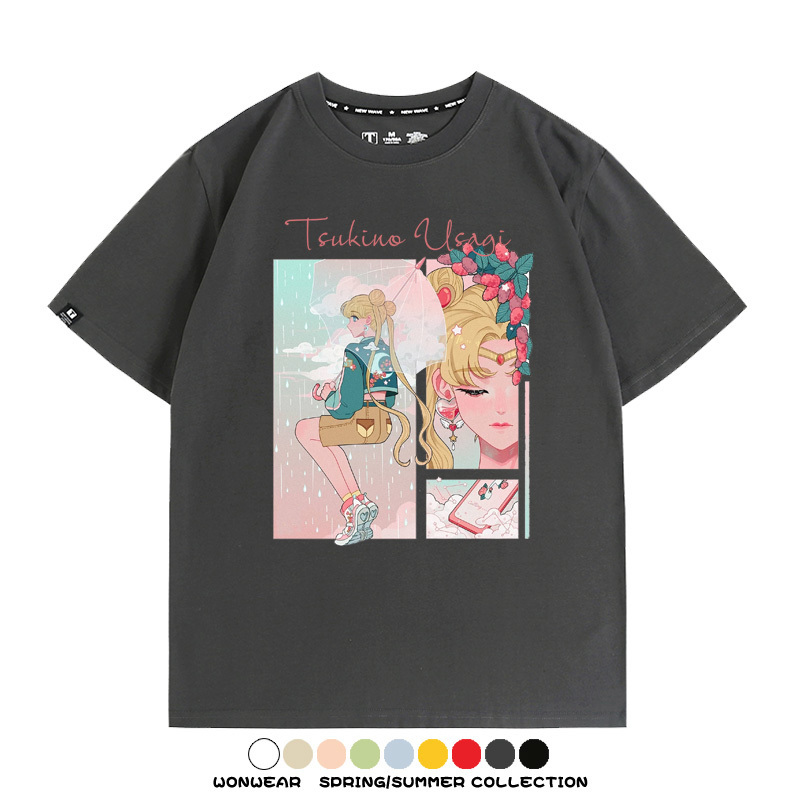 美少女戰士聯名t恤日系卡通動漫月野兔周邊純棉短袖夏季寬鬆百搭