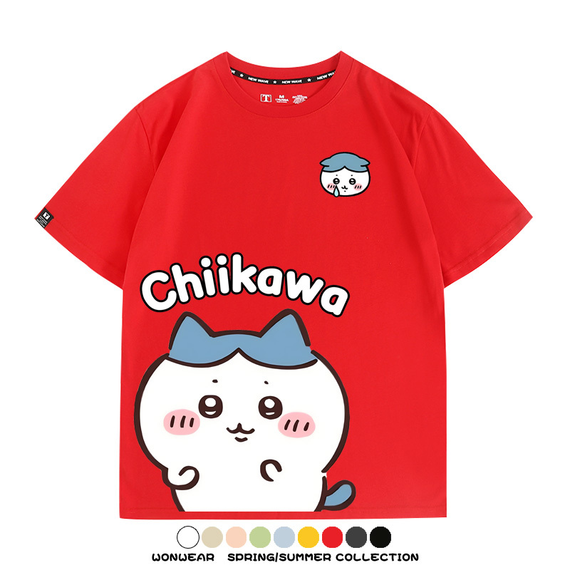 Chiikawa日系萌系吉伊卡哇可愛小八烏薩奇聯名短袖夏男純棉T恤衫