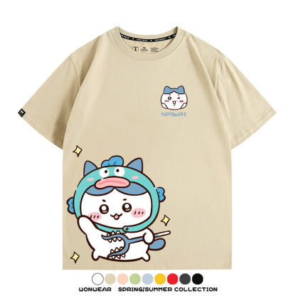 吉伊卡哇chiikawa小可愛吉伊烏薩奇小八聯動情侶短袖純棉T恤上衣