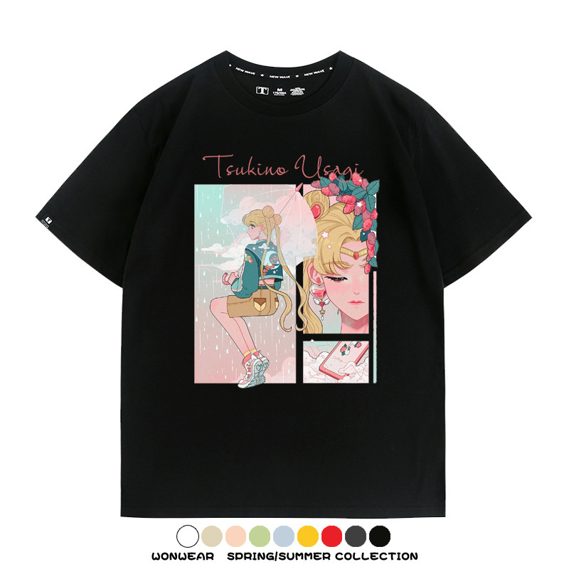 美少女戰士聯名t恤日系卡通動漫月野兔周邊純棉短袖夏季寬鬆百搭