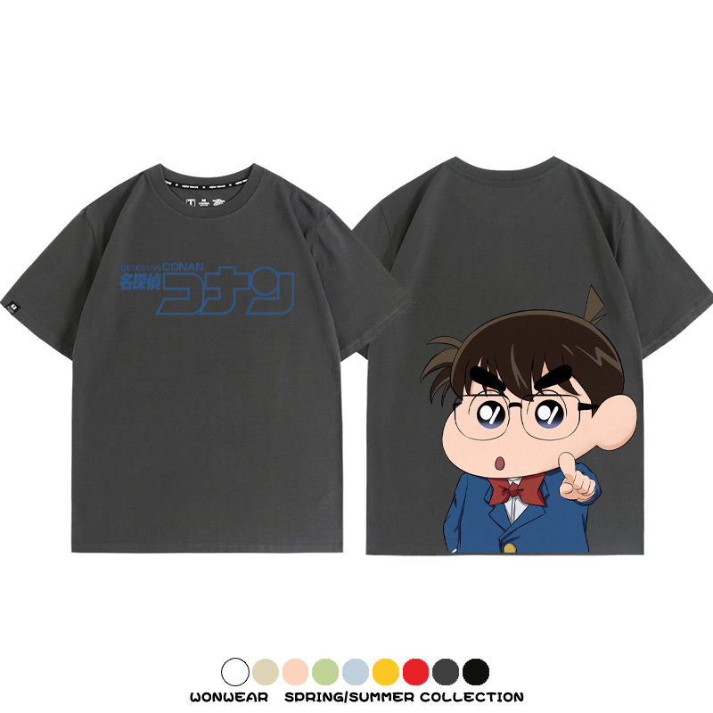 名偵探柯南蠟筆小新聯名 親子情侶裝寬鬆短袖T