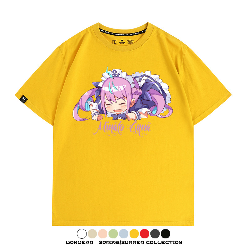 Hololive虛擬主播vtuber湊阿庫婭 親子情侶裝寬鬆短袖T