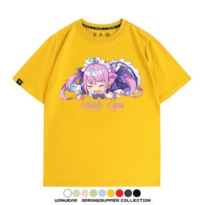 Hololive虛擬主播vtuber湊阿庫婭 親子情侶裝寬鬆短袖T