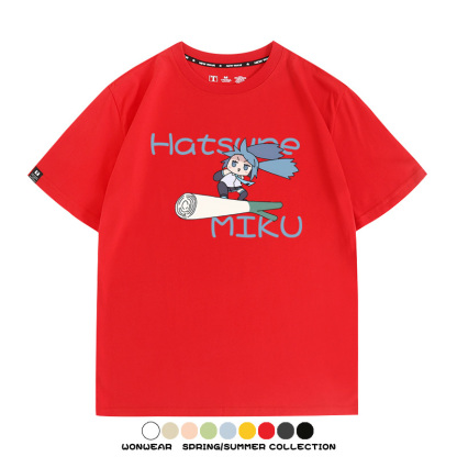 MIKU蔥娘初音未來日系二次元搞怪周邊短袖情侶純棉夏季T恤衫百搭