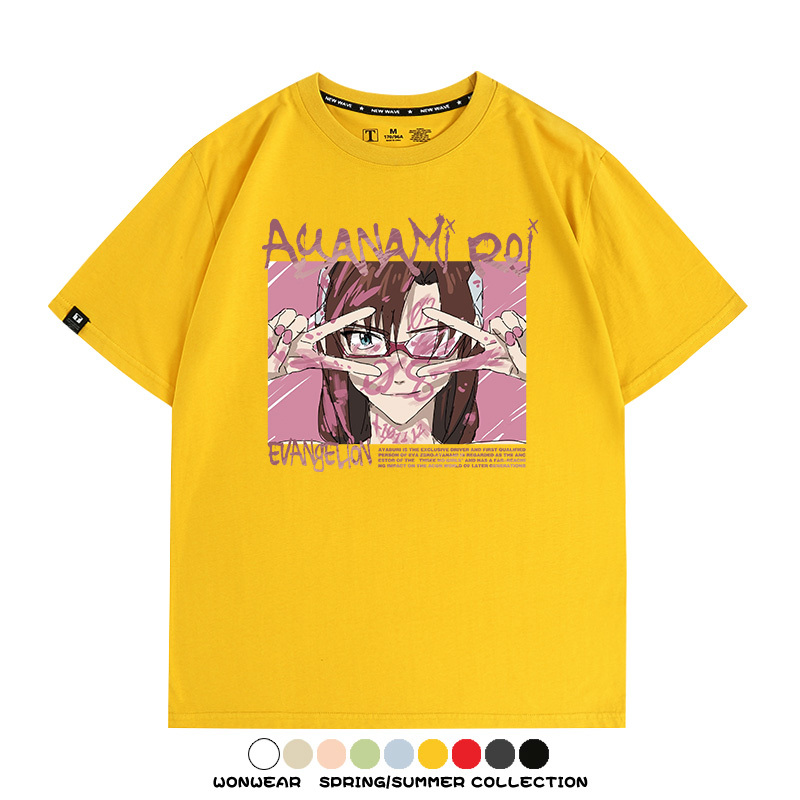 新世紀福音戰士EVA綾波麗明日香褚熏日系潮牌動漫青少年夏純棉T恤