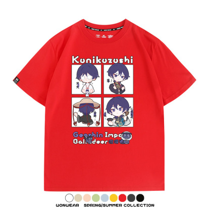 原神遊戲散兵可莉芙寧娜胡桃可愛Q版二次元周邊夏男純棉T恤衫短袖