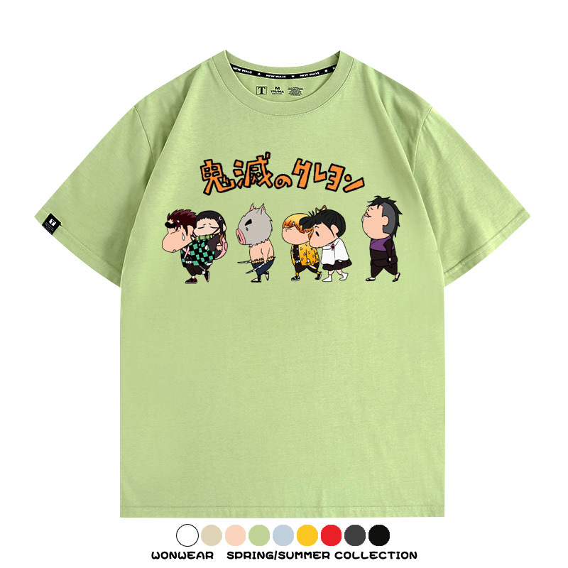 鬼滅之刃蠟筆小新聯名動漫周邊短袖T恤
