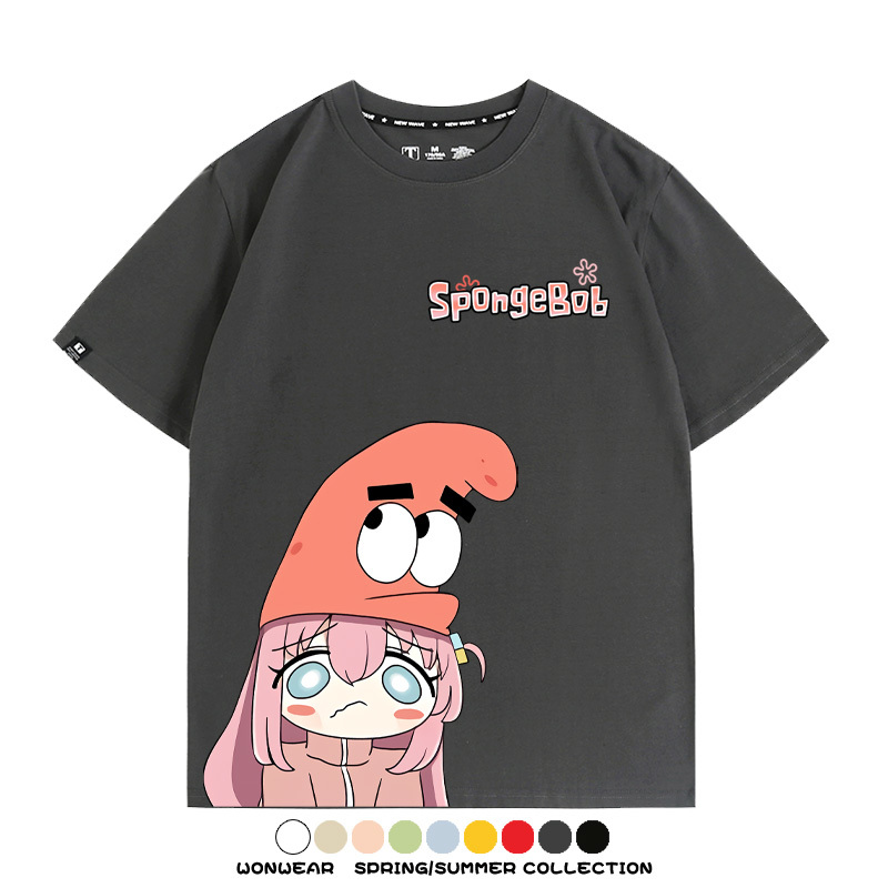 海綿寶寶x孤獨搖滾聯名 親子情侶寬鬆短袖T