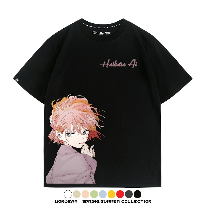 名偵探柯南灰原哀小蘭潮牌情侶原畫聯動周邊短袖夏季純棉T恤寬鬆