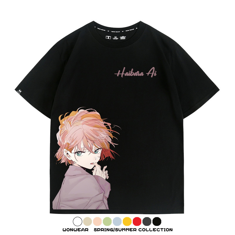 名偵探柯南灰原哀小蘭潮牌情侶原畫聯動周邊短袖夏季純棉T恤寬鬆