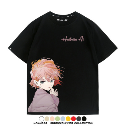 名偵探柯南灰原哀小蘭潮牌情侶原畫聯動周邊短袖夏季純棉T恤寬鬆
