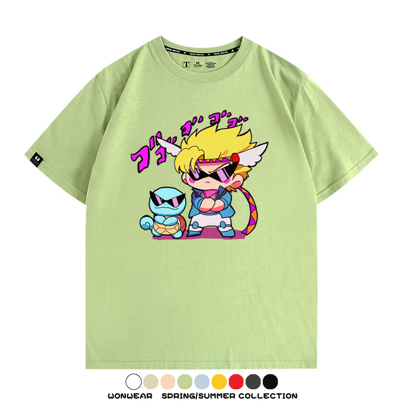 JOJO的奇妙冒險聯名寶可夢西撒傑尼龜T恤衫夏季情侶純棉短袖學生