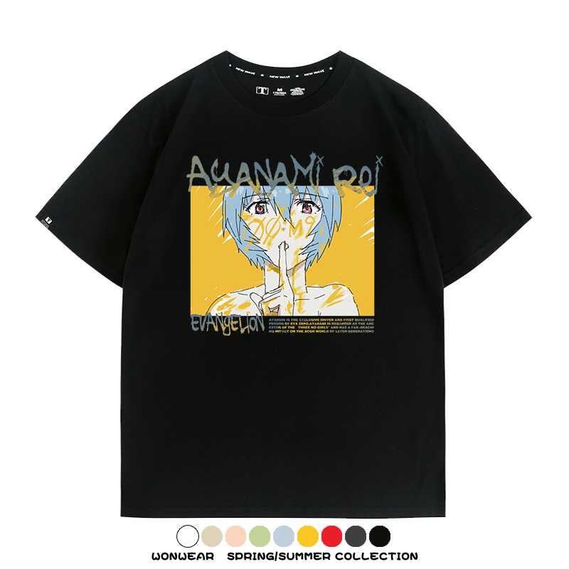 新世紀福音戰士EVA綾波麗明日香褚熏日系潮牌動漫青少年夏純棉T恤