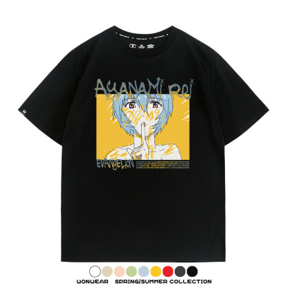 新世紀福音戰士EVA綾波麗明日香褚熏日系潮牌動漫青少年夏純棉T恤