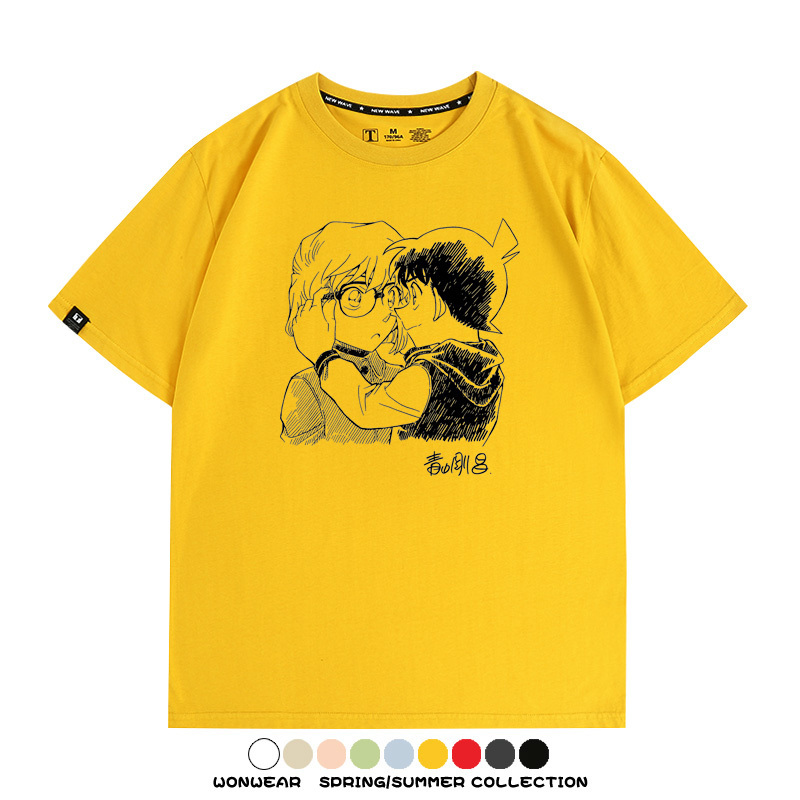 名偵探柯南灰原哀小蘭潮牌情侶原畫聯動周邊短袖夏季純棉T恤寬鬆