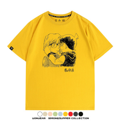名偵探柯南灰原哀小蘭潮牌情侶原畫聯動周邊短袖夏季純棉T恤寬鬆