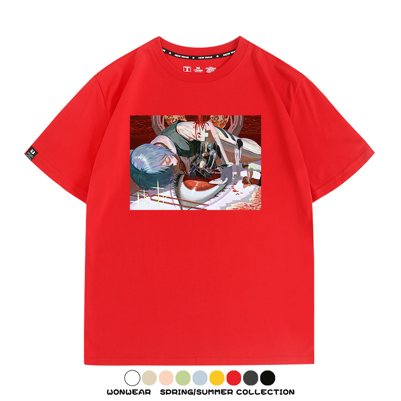 新世紀福音戰士EVA藝術插畫潮牌印花T恤夏季男潮純棉短袖寬鬆上衣