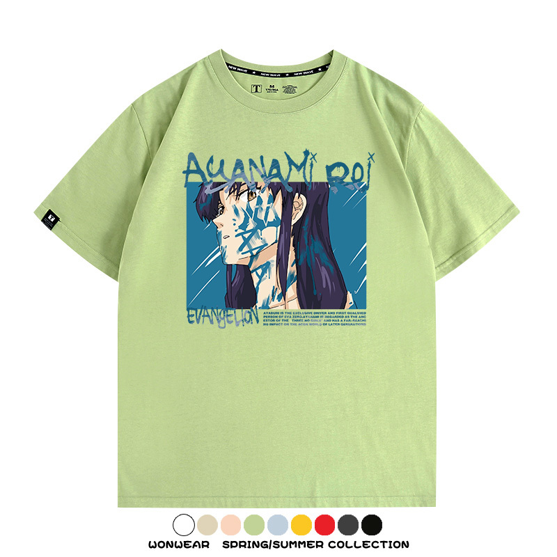 新世紀福音戰士EVA綾波麗明日香褚熏日系潮牌動漫青少年夏純棉T恤