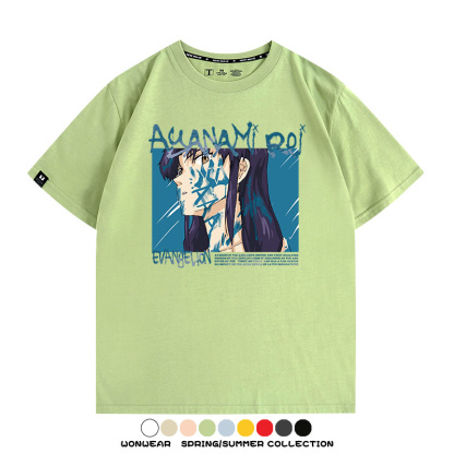 新世紀福音戰士EVA綾波麗明日香褚熏日系潮牌動漫青少年夏純棉T恤