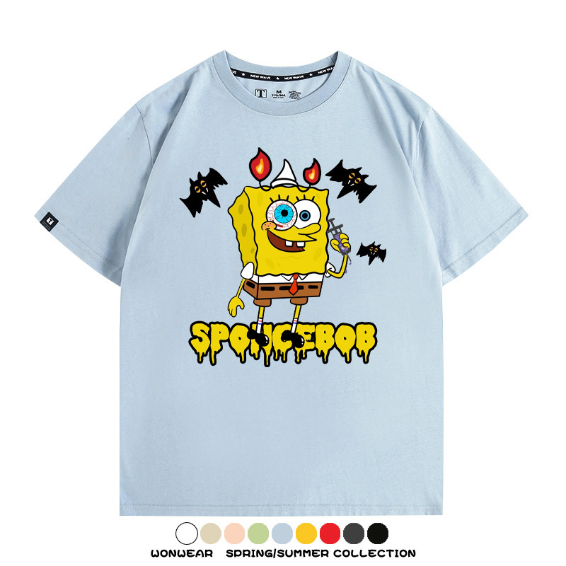 萬聖節海綿寶寶派大星聯名情侶裝t恤衫卡通動漫周邊短袖上衣服男