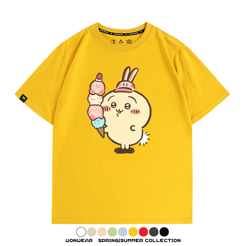 Chiikawa吉伊卡哇卡通烏薩奇COS星之卡比聯動短袖純棉T恤夏季寬鬆