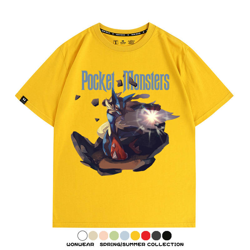 精靈寶可夢路卡利歐動漫周邊短袖T恤