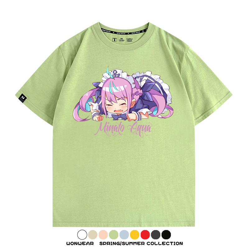 Hololive虛擬主播vtuber湊阿庫婭 親子情侶裝寬鬆短袖T