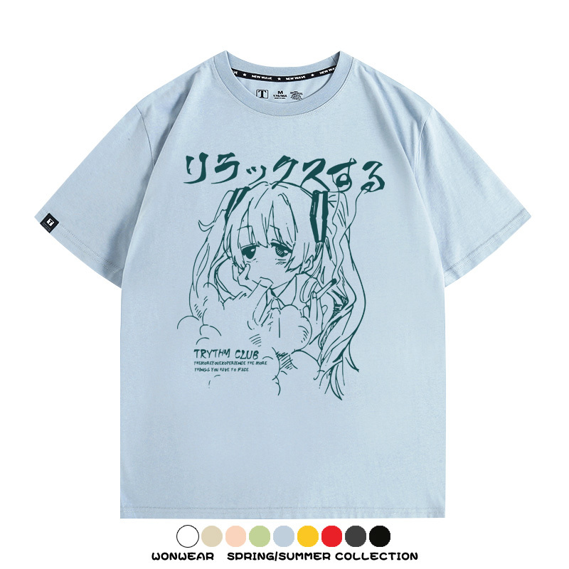 初音未來復古原宿 親子情侶裝寬鬆短袖T