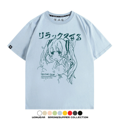 初音未來復古原宿 親子情侶裝寬鬆短袖T