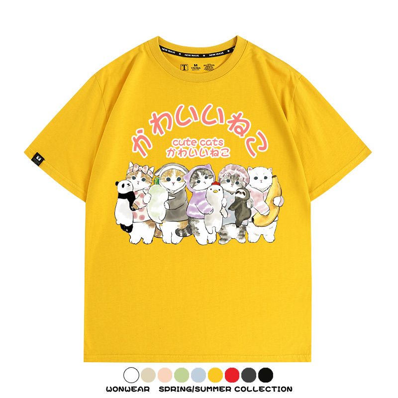 貓福珊迪可愛萌系學院風動漫周邊短袖T恤