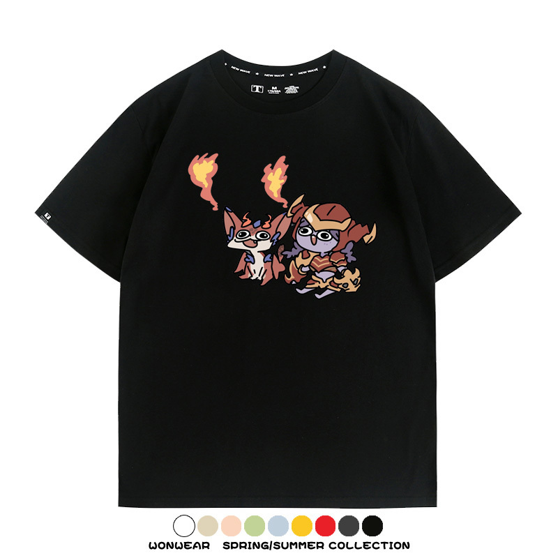 LOL聯盟卡通Q版英雄靈羅娃娃格溫斯莫德周邊短袖夏季男士純棉T恤