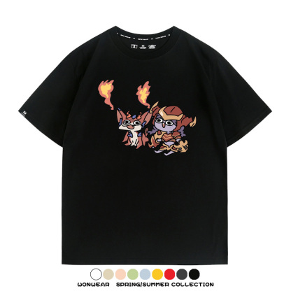 LOL聯盟卡通Q版英雄靈羅娃娃格溫斯莫德周邊短袖夏季男士純棉T恤