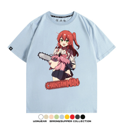 孤獨搖滾後藤一里聯名啵奇塔鏈鋸人 親子情侶寬鬆短袖T