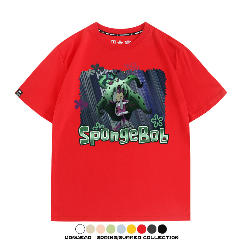 海綿寶寶章魚哥聯名JOJO奇妙冒險 親子情侶裝寬鬆短袖T