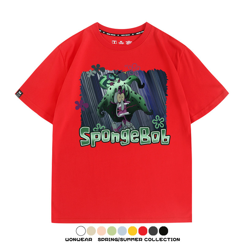 海綿寶寶章魚哥聯名JOJO奇妙冒險 親子情侶裝寬鬆短袖T