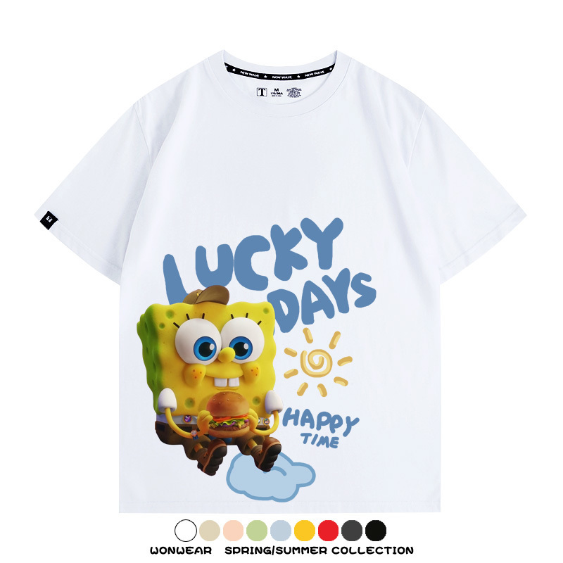 海綿寶寶派大星聯名 親子情侶寬鬆短袖T