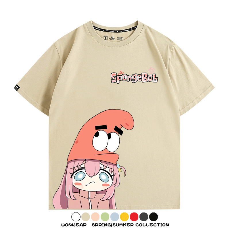 海綿寶寶x孤獨搖滾聯名 親子情侶寬鬆短袖T