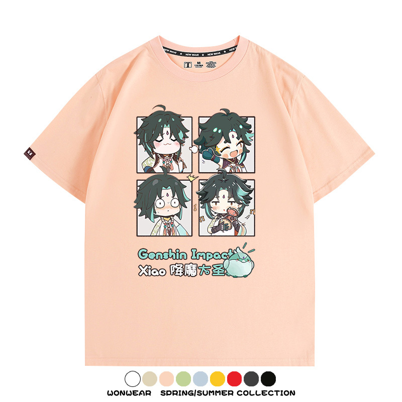 原神遊戲散兵可莉芙寧娜胡桃可愛Q版二次元周邊夏男純棉T恤衫短袖